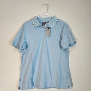 Women's Greg Norman Collection Play Dry  Sky Blue Polo Shirt Size L